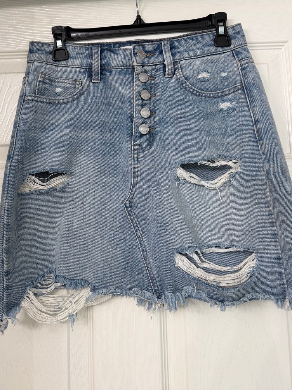 Vervet Denim Jean Distressed Mini Skirt Small